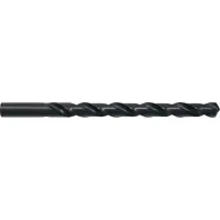General-purpose taper-length drill bit for drilling small-diameter holes in metal, wood, and plastic. Constructed from black oxide high-speed steel with a 118° point angle. Suitable for maintenance, fabrication, and production tasks