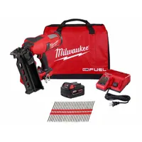 MILWAUKEE Nail Gun Kit: Framing, Combo, (1) 5.0 Ah, Plastic, Strip Collation, 21°, M18 FUEL™, Li-Ion (MPN 2844-21, MDP16D-2000)