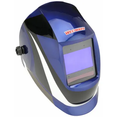 WESTWARD Welding Helmet: Auto-Darkening, 4 Arc Sensors, Graphics, Black/Blue/White - Auto-Darkening Welding Helmets - Graphic