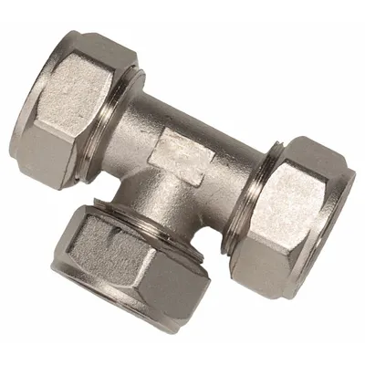 RAPIDAIR Compression Tee Fitting: 31/32 in OD 31/32 in OD 31/32 in OD Fitting Size - Compressed Air System Brass Compression Tube Fittings