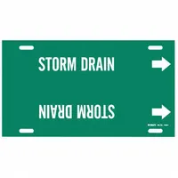 Pipe Marker: Storm Drain, Green, White, Fits 6 to 7 7/8 in Pipe O.D., 1 Pipe Markers, With Arrows (MPN 4132-F)
