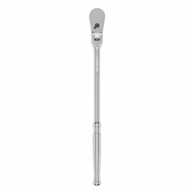 TEKTON Hand Ratchet: Pear, Reversible, 12 in Overall Lg, Polished, 4° Min Arc Swing - Flex-Head Ratchets