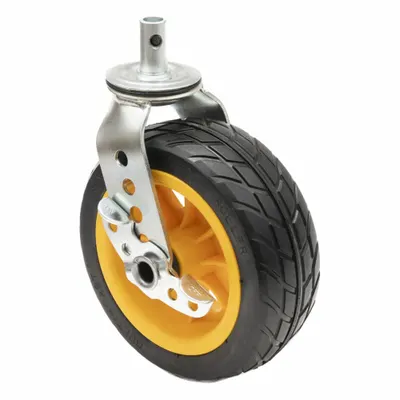 ROCK N ROLLER Caster: 500 lb Load Capacity, Aluminum/Rubber/Steel, Yellow - Hand Truck Wheels, Bearings, Brakes & Axles