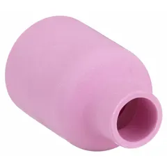 Large-diameter gas lens nozzle made of alumina, size No. 8 standard. Sold in a 10-pack. Used in TIG welding to improve shielding gas coverage and reduce turbulence.