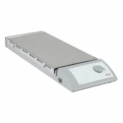 This multiposition magnetic stirrer from DLAB features 10 stirring positions on an 8 by 19 1/2 inch plate, operating at 100/120V with a US standard plug. It is suited for laboratory applications requiring simultaneous mixing of multiple samples, such as in chemical synthesis or biological assays. No display or timer is included.