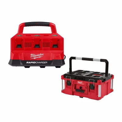 MILWAUKEE Battery Charger Kit: Multi-Port Charging, For 18V DC, 5 Ah Charged in 1-Hour - Milwaukee Battery Chargers