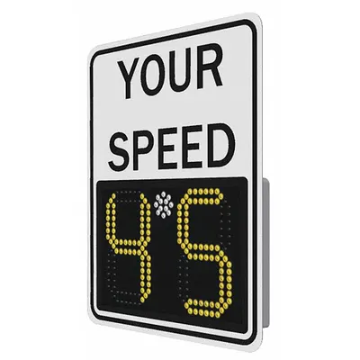 LED Radar Speed Display Sign: 23 in x 29 in Nominal Sign Size (W x H), Aluminum - Safe Pace 100 Series "Your Speed" Radar Signs