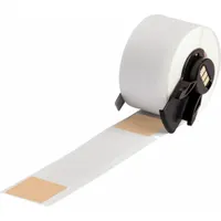 Orange matte vinyl wraparound label roll for wire identification. Each label measures 4 in x 1 in and accommodates wire gauges from 1 AWG to 500 kcmil. Compatible with BMP61 printer series; requires M61-R4310 ribbon. Used for marking cables in electrical panels and industrial equipment
