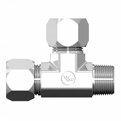 WEATHERHEAD Compression Tee Fitting: 5/8 in OD x 1/2 in Pipe x 5/8 in OD Size - Flareless Bite-Type Steel Compression Fittings