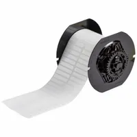 Acrylic thermal transfer precut label roll with permanent adhesive, measuring 1/4 in x 1 1/2 in. Supplied in rolls of 8,000 labels. Halogen-free material. Compatible with i5300 printer series. Used for industrial identification, asset tagging, cable marking, and safety signage