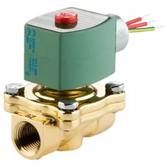 This 2-way, 2-position normally open solenoid valve is designed for on/off flow control of liquids or gases in industrial piping systems. With a 1 1/2 in pipe size and watertight construction, it operates on 110V AC (120/60, 110/50) and is suitable for applications requiring reliable flow regulation.
