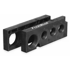 Left/right end plate for Numatics Mark 55 series pneumatic valve manifolds. Used to cap and seal manifold ends, ensuring proper air flow and system integrity in industrial automation and fluid power applications.