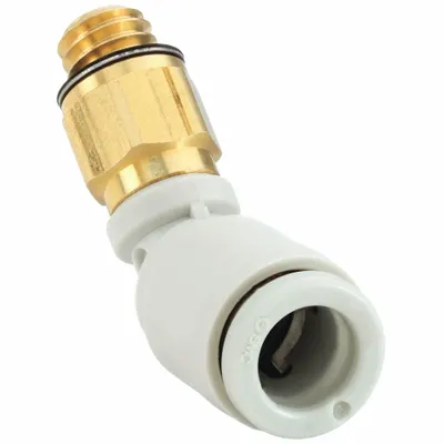 SMC Push-Fit Elbow Fitting: 6 mm OD x 5 mm OD Size, Push-to-Connect x Metric - Polybutylene & Brass Tube Fittings