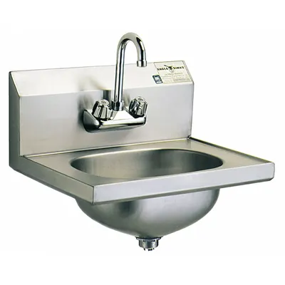 EAGLE GROUP Hand Sink: 1 Stations, 6 3/4 in Bowl Dp, 9 3/4 in Bowl Lg, 13 1/2 in Bowl Wd - One-Station Wall-Mounted Hand Sinks with Faucets