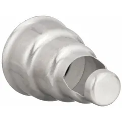 Reflector-type nozzle for heat guns, designed to focus hot air for soldering plastics. Overall height 3 in, width 1/2 in. Used in plastic repair and fabrication tasks requiring controlled heat application.