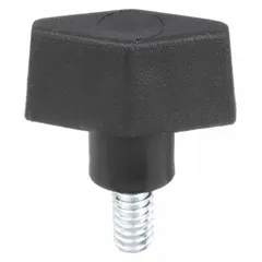 T-handle knob with a threaded stud, featuring a plastic body and steel thread. The 1/4"-20 thread size and 0.5 in thread length suit manual clamping, positioning, and adjustment tasks on machinery, jigs, and fixtures.
