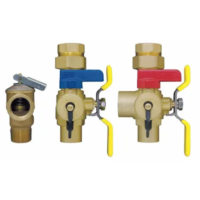 WEBSTONE Tankless Water Heater Service Valve: 3/4 in, Brass, 150 psi Max. Op Pressure - Brass Tankless Water Heater Service Valves