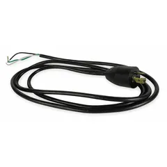 Black cord and plug assembly for L Series bay lights. Measures 72 inches in length, 2 inches in width, and 1.5 inches in height. Provides a direct power connection for compatible fixtures in industrial or commercial settings.