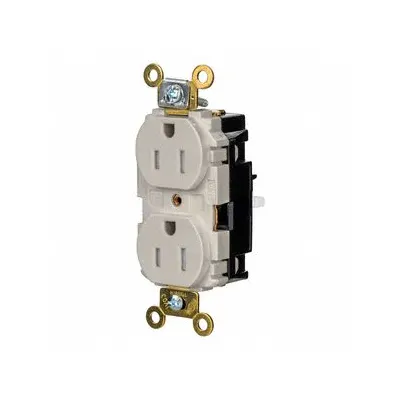 HUBBELL Receptacle: Duplex, 5-15, Light Almond, 125V AC, 15 A, 2 Pole / 3 Wire (MPN HBL5262STLATR) - General Purpose Receptacles