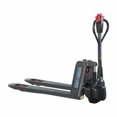 Lithium-ion electric pallet jack with 48V battery and 4,400 lb capacity. Fork dimensions: 45 in length, 22 in width across forks, 6 in width between forks. Suitable for moving palletized loads in warehouses, distribution centers, and manufacturing facilities.