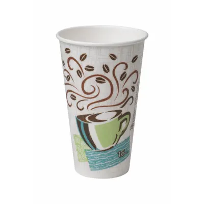 DIXIE Disposable Hot Cup: 16 oz Capacity, White, Paper, Unwrapped, Coffee Haze - Bio-Based Hot Cups