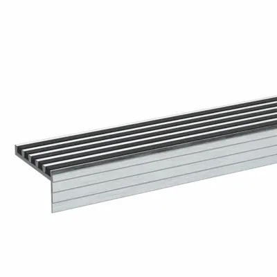 WOOSTER Stair Nosing: Multi-Strip Grit, Aluminum, Fastener-Installed, 48 in Wd - Multistrip Grit Stair Nosings