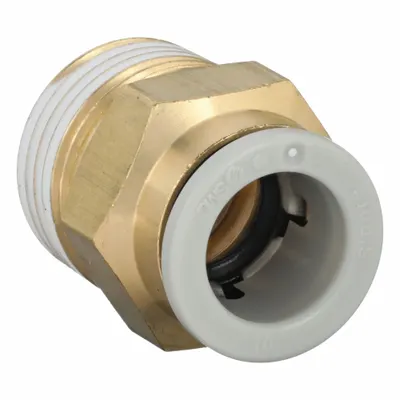 SMC KQ2H10-03AS Push-to-Connect x BSPT Brass Fitting, 10 mm OD x 3/8" - Polybutylene & Brass Tube Fittings