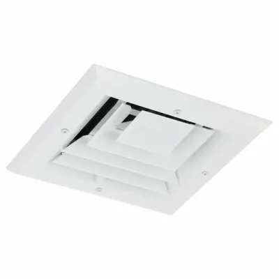 OEM Diffuser: Ceiling/Wall, 9 in H, 9 in W, Surface Mount, 6 in Duct, Aluminum - Square Louvered Diffusers