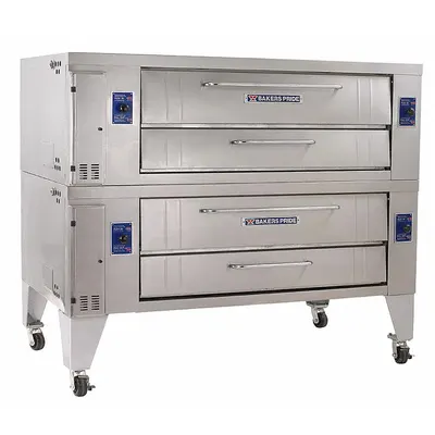 BAKERS PRIDE Deck Oven: Double Deck Oven Size, Lightstone Fibrament Decks, 2 Baking Chambers - Wheeled Deck Ovens