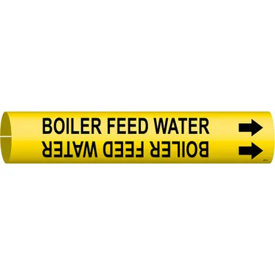 BRADY Pipe Marker: Boiler Feed Water, Yellow, Black, Fits 2 1/2 to 3 7/8 in Pipe O.D. - Boiler Feed Water Snap-On Pipe Markers