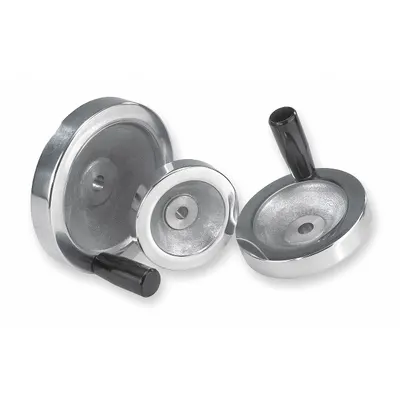 KIPP Hand Wheel: Solid, Revolving Handle, Aluminum, 7/8 in Bore, 250 mm Dia - Solid Hand Wheels with Revolving Handle