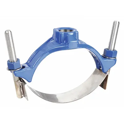 SMITH-BLAIR Saddle Clamp: For 3 in – 3 1/2 in Outside Dia, 1 Strap, 1 in CC Outlet - Single-Strap Service Saddles