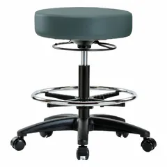 Vinyl Lab Stool with Fiberglass Base, 17" Seat, Height Adjustable 19 3/4" to 27 3/4", 5 Casters