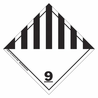 BRADY Container Placard: 9, 10 3/4 in x 10 3/4 in, 10 3/4 in Label Ht - Class 9: Miscellaneous Hazardous Materials