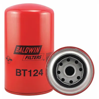 BALDWIN FILTERS Oil Filter: BT124, 7/8"-16 Thread Size, 7 3/8 in Overall Ht - Spin-On Oil Filters
