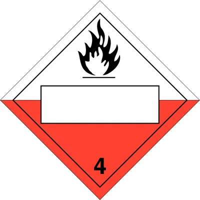 BRADY Container Placard: 4, 10 3/4 in x 10 3/4 in, 10 3/4 in Label Ht - Class 4: Flammable Solids