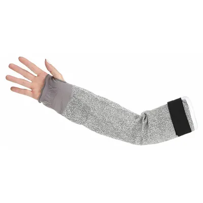KRYTECH Cut-Resistant Sleeves: Cut Level A2, With Thumbhole, Gray - Light-Duty Cut-Resistant Sleeves