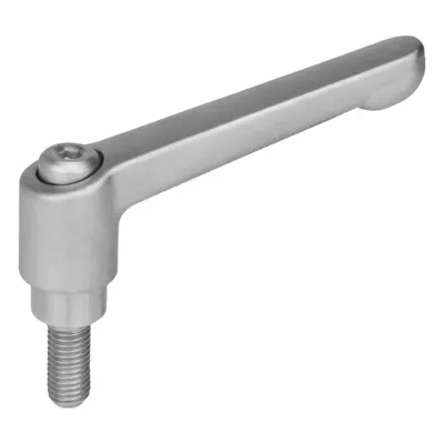 JW WINCO Adjustable Handles; Adjustable Levers: SS, M10 Thread, 32 mm Thread Lg - Corrosion-Resistant Teardrop-Style Adjustable Handles with Threaded Stud