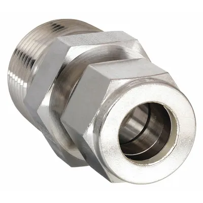 PARKER Compression Fitting Adapter: 5/8 in OD x 1/2 in Pipe Fitting Size - Double-Ferrule Stainless Steel Fittings