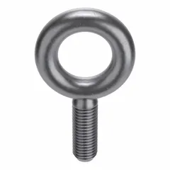 Steel plain finish machinery eye bolt without shoulder. Thread size 5/16"-18 with 1 1/8 in thread length. Nut not included. Made in USA. Used for lifting, rigging, and pulling applications requiring a threaded anchor point.