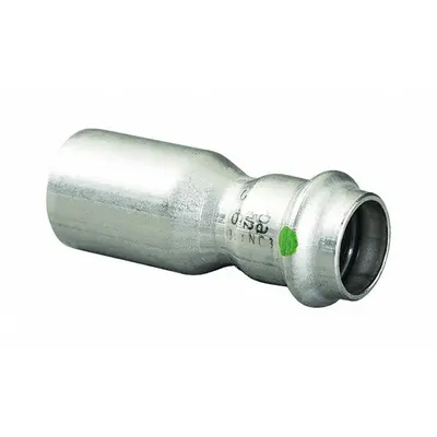 VIEGA PROPRESS Crimp Fitting: 2 in CTS x 1 1/4 in CTS Size, Straight, FTG x Press-fit - Potable Water Stainless Steel Press Tube Fittings