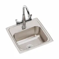 ELKAY Bar Sink: 15 in Overall Lg, 15 in Overall Wd, 7 in Bowl Dp, 12 in Bowl Lg, 1 Bowls, 18 ga (MPN BLR150C)