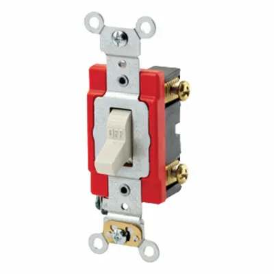 LEVITON Wall Switch: Toggle Switch, Single Pole, Maintained, Light Almond, 120/277V AC - Toggle Wall Switches