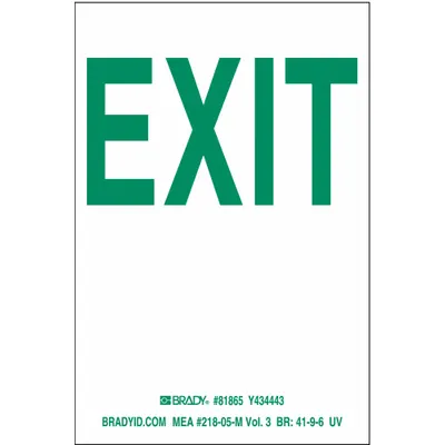 BRADY 81865 Glow-in-the-Dark Adhesive Floor Exit Sign - Exit Signs