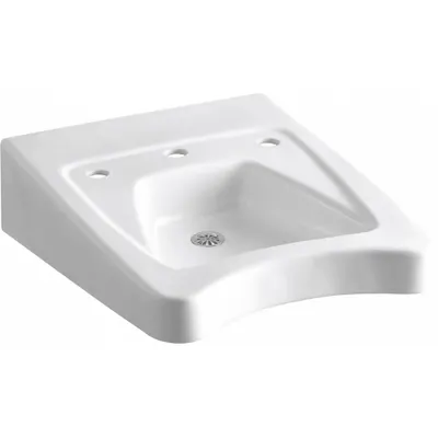 MORNINGSIDE Wheelchair Bathroom Sink: Morningside, White, Vitreous China, 27 in Overall Lg - One-Station Wall-Mounted Bathroom Sinks without Faucets