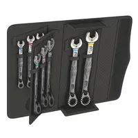 WERA Ratcheting Combination Wrench Set: Alloy Steel, Nickel Chrome, 8 Tools, Std, Reversing, Pouch (MPN 05020093001)