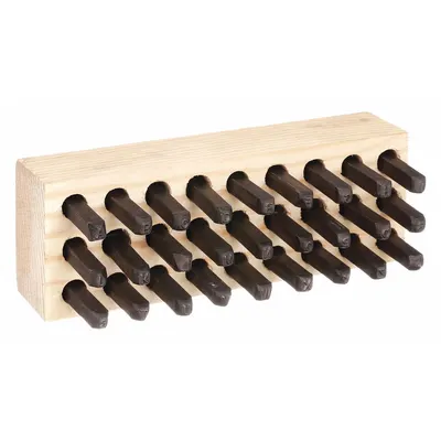 YOUNG BROS. STAMP WORKS Hand Stamp Kit: A thru Z/A thru Z, Period/Period (.) - Precision-Ground Sharp-Face Hand Stamps
