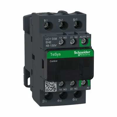 SCHNEIDER Magnetic Contactor: Non-Reversing, 3 Poles, 3NO Contacts, 38 A - Non-Reversing IEC Contactors