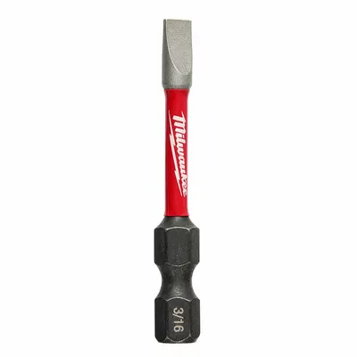 MILWAUKEE Power Bit: Power Bit, Slotted Head, Imperial, 3/16" Bit Industry Size, Std - Impact Bits