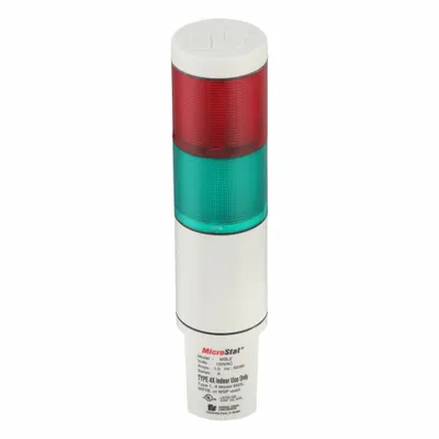 FEDERAL SIGNAL Status Indicator Light: 2 Tier, Green/Red, No Sounder Tier - Two-Tier Tower Light Assemblies